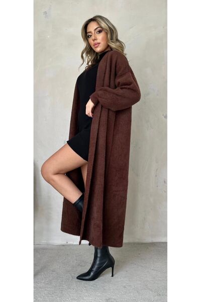 Rouge basıc Bearded Long Cardigan
