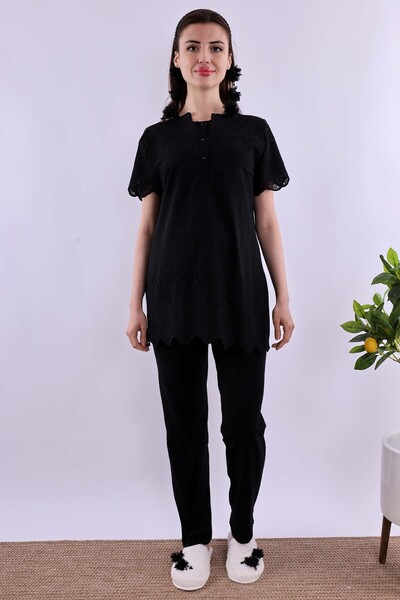 ByLohusa Effortt Black Scalloped Maternity Pyjama Set