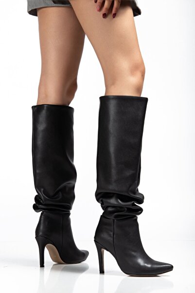 serkanseyyid SYT-2003 Μαύρες μπότες με λεπτό τακούνι καθημερινά