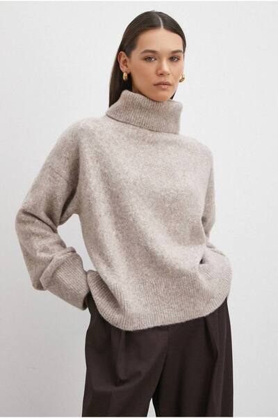 D'RECCY Women's High Neck Soft Knit Flexible Sweater