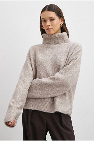 D'RECCY Women's High Neck Soft Knit Flexible Sweater