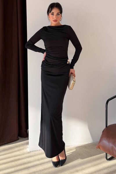 VAGGON Drawstring Maxi Dress with Accessory Detail