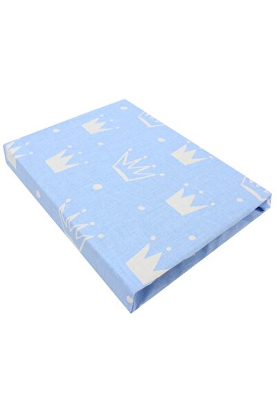 PRICHINDEL Cearșaf cu elastic pentru pătuț, Prince Crowns, albastru, 140x70 cm