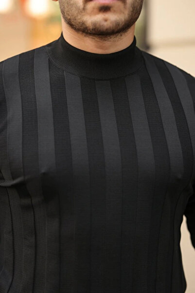 GENCULUS Men's Half Turtleneck Embossed Patterned Knitwear