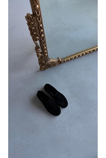 cevaplus Women's Drawstring Suede Leather Oxford Loafer Casual Shoes Black Black