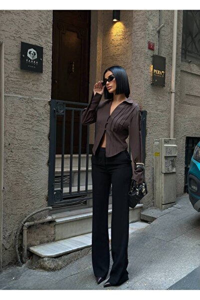 D'RECCY Women's Three Button Waist-Fastening Shirt