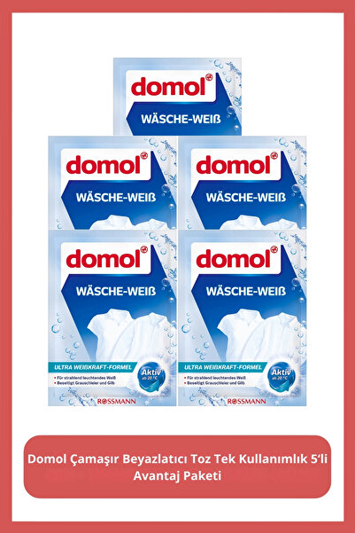 DOMOL Çamaşır Beyazlatıcı Toz Tek Kullanımlık 5'li Avantaj Paketi