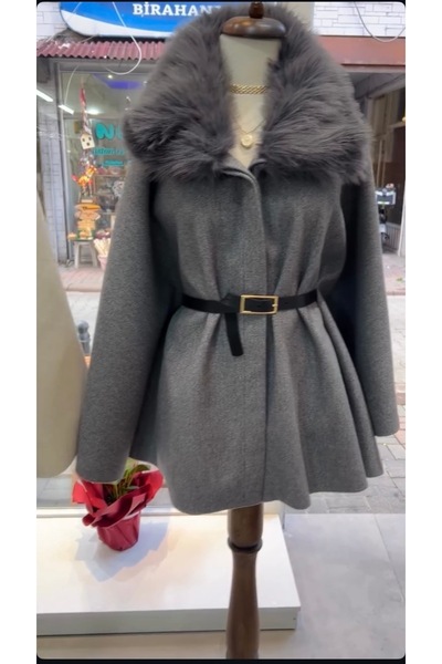 MODA Kürk yaka kaşe panço