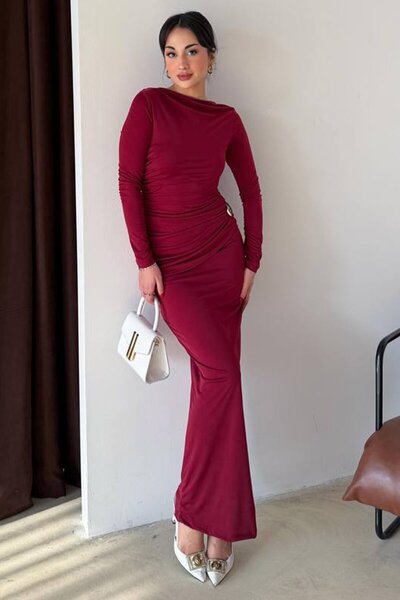 VAGGON Drawstring Maxi Dress with Accessory Detail