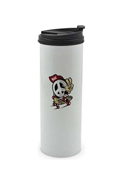 Lit كوب أبيض متعدد الألوان برمز السلام 400 مل