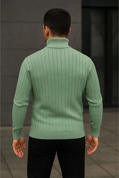 GENCULUS Men's Turtleneck Knitwear Sweater Cotton Thick Corded Fabric Weaving, Regular Fit Long Sleeve Winter O