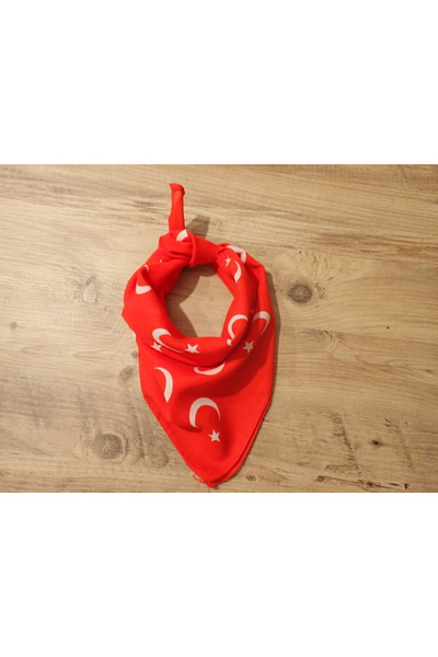 Zelayn Red Crescent Star Turkish Flag Patterned Cotton Fabric Bandana Scarf
