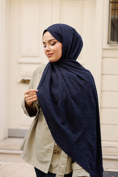 ipekistanbul Soft Jakar Şal - Dama Desen - Lacivert