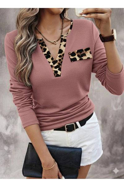 GENCULUS Women's Long Sleeve V-Neck Camisole Blouse