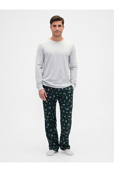 GAP Erkek Yeşil Relaxed Flannel Pijama Altı