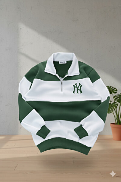 NİCE Ny Logo Striped Polo Neck Sweatshirt