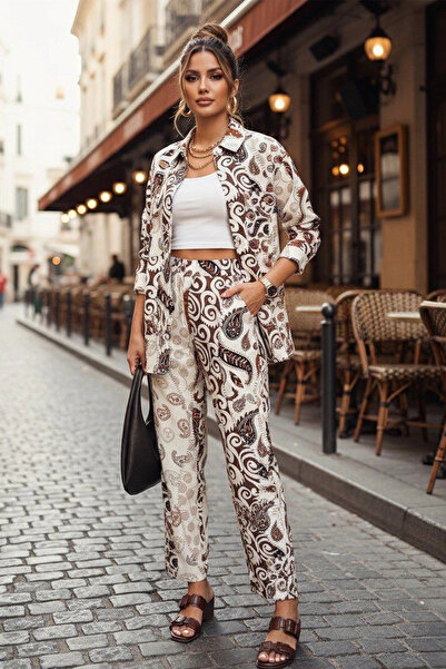 AsprinFashion Ethnic Pattern Printed Linen Set