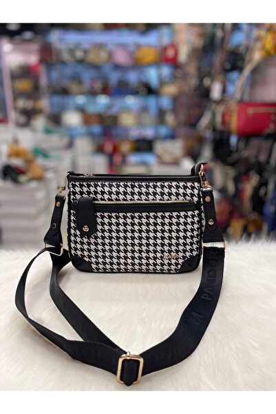 Pandora Bags حقيبة كتف نسائية بحزام متقاطع بنمط عظمة الغراب