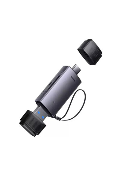 Baseus Baseus memory card reader, microSD/SD/TF compatible, USB 3.0 + USB-C, supports up to 128 GB, gray