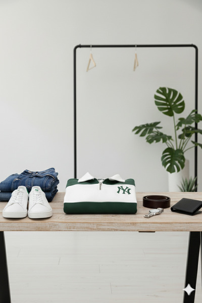 NİCE Ny Logo Striped Polo Neck Sweatshirt