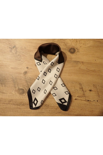 Zelayn Brown Square Pattern Bandana Scarf