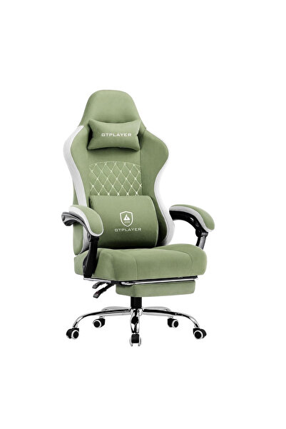 GTPLAYER كرسي ألعاب مريح مع مسند للقدمين، كرسي دراسة مكتبي، دعم قطني وإمكانية...