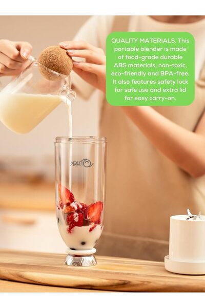 QuTek Portable 500ml Personal Blender, 6 Stainless Blades, USB-C Rechargeable, Food-Grade ABS