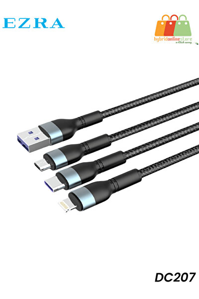 EZRA كابل شحن DC207 3 في 1 مع موصلات Lightning Type-C وMicro USB لأجهزة PlusE...