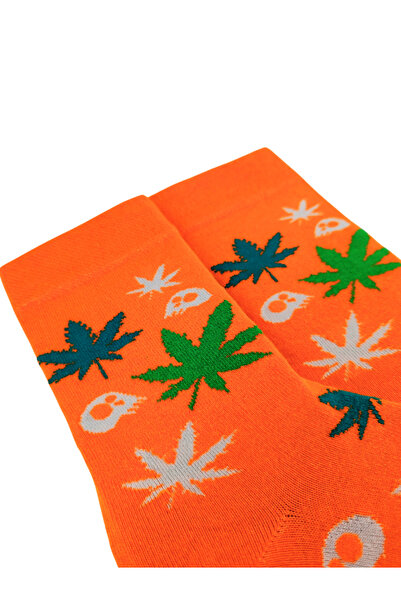 Shuttle Park Special Series Happy Colorful Leaf Skull Pattern Socks Fun Comfortable Stylish Design Style Socks