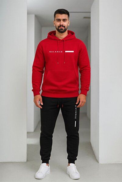 HerTarzınTrendi Men's Balance Hooded Sweatshirt and Jogger Tracksuit Set – Re...