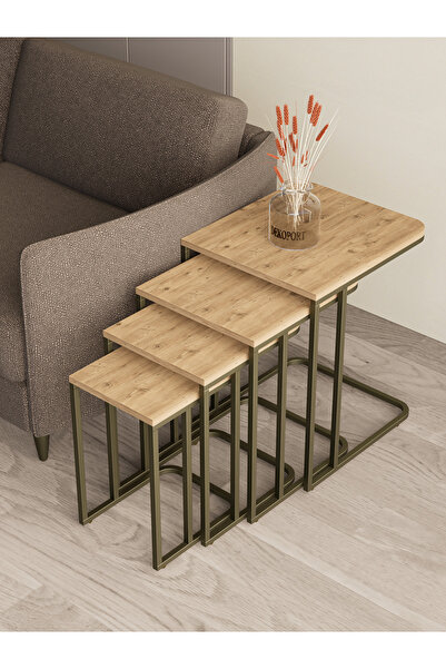 Dekoport Koltuk Altı Sehpası Tekerli Zigon 4 lü Zigon Sehpa Takımı C Sehpa