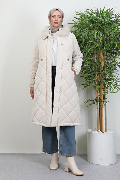 Lamia Giyim Şişme Anorak Mont Krem