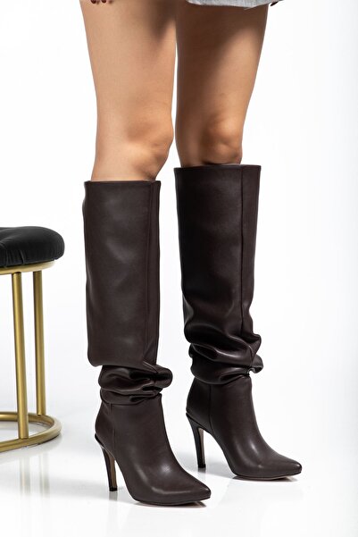 serkanseyyid SYT-2003 Καφέ Μπότες με λεπτό τακούνι για καθημερινή χρήση