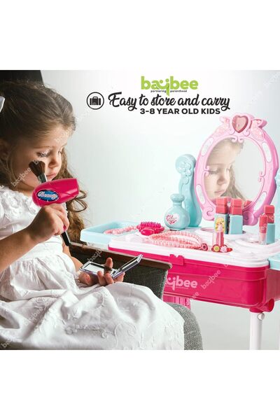 BAYBEE 2-in-1 Girls' Beauty Makeup Kit – Convertible Vanity Table with Music & Lights, Ages 2+