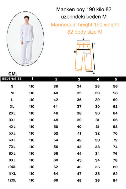 RELAXL 100% Cotton Muslin Loose Fit White Pajama Set S-10Xl