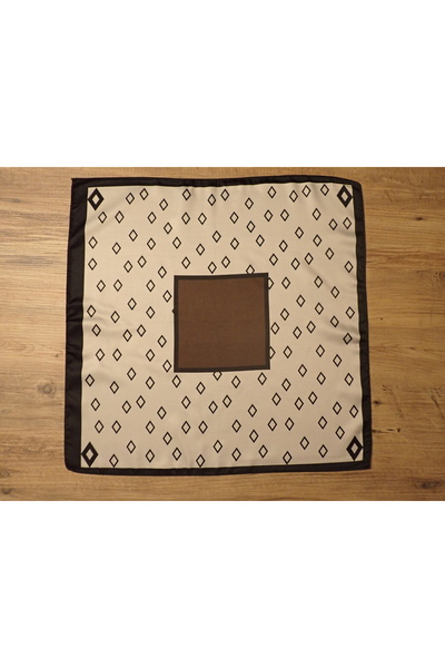 Zelayn Brown Square Pattern Bandana Scarf