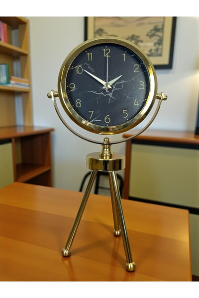 ZENTİME Gold & Black Uyumlu Şık Üç Ayaklı Metal Masa Saati
