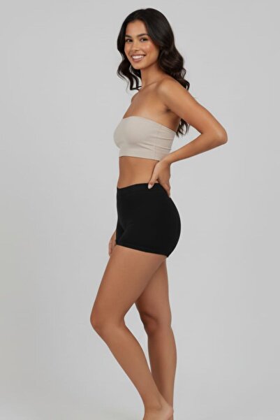 enmodaiçgiyim 1 Piece Black Cotton Ultra Comfortable Women's Boxer Briefs Shorts I Non-Marking, Safe Underwear for Wearing under Pants