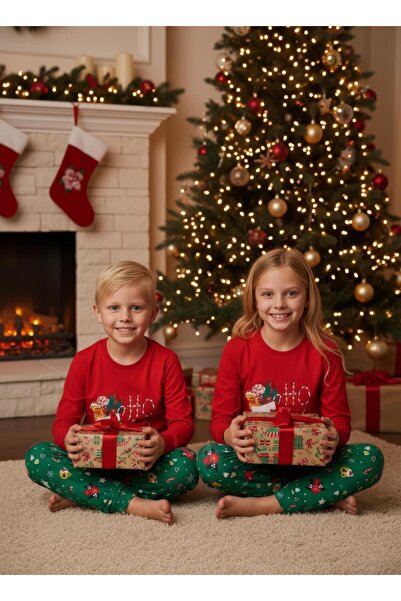 vitmo New Year's 1-15 Years Old Children's Long Sleeve 100% Cotton Pajama Set New Year Jolly (1 Piece)