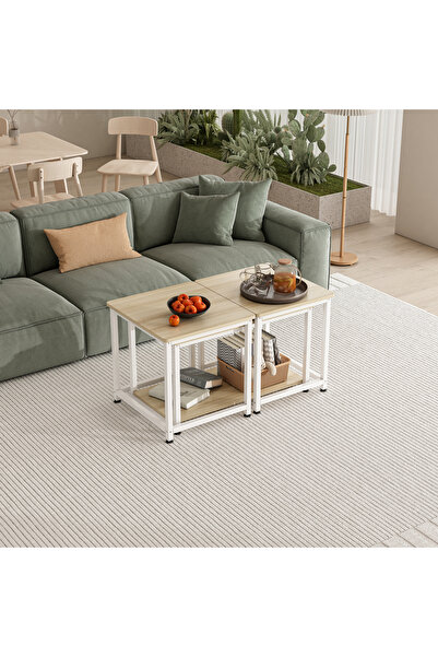 Venpara 3-in-1 Modular Coffee Table with 2-Tier Shelves, Waterproof Top & Sturdy Metal Frame