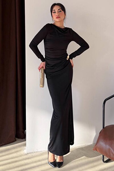 VAGGON Drawstring Maxi Dress with Accessory Detail