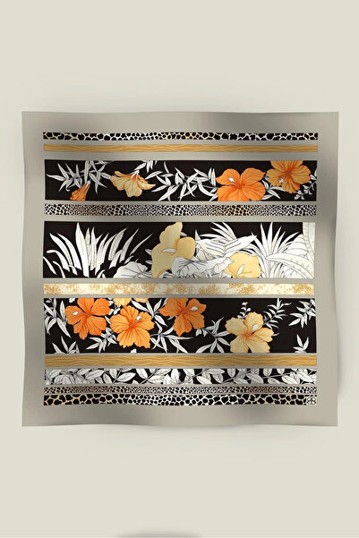 Elit Scarf Magical flower ti̇vi̇l silk scarf - gray