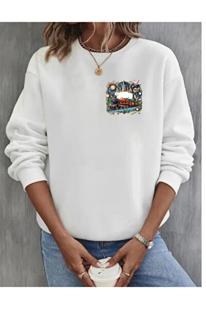 Tubinyoo Harry Potter Mini Hogwarts Express Printed Crew Neck 3-Thread Sweatshirt