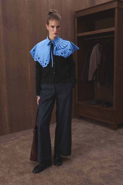 Hooopstore Hair Knitwear Navy Blue Cardigan