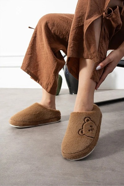 FootFrenzy Teddy Bear Embroidered Women's Soft Plush Furry Inside Dowry Bundle Bridal House Slippers