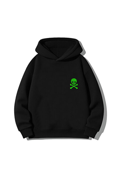 MODA Dry Skull Skeleton B cu imprimeu Hanorac negru K cu glugă Sweat tricou H...