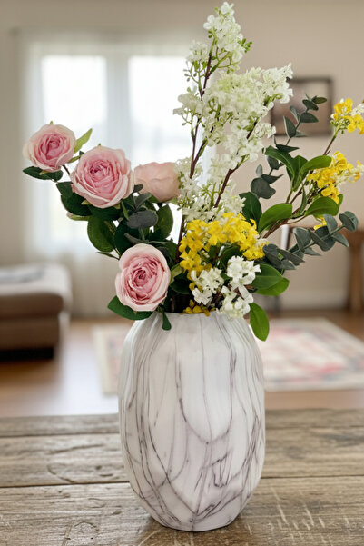 mzhrea مزهرية سيراميك بنقشة رخامية