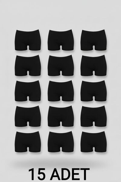 enmodaiçgiyim 15 Pieces of Black Cotton Ultra Comfortable Women's Boxer Briefs Shorts I Leave No Marks, Safe Underwear for Wearing under Pants