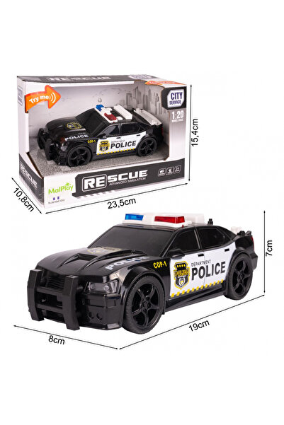 MalPlay Interactive police car for children, 1:20 scale, with realistic lights and sounds, trunk with