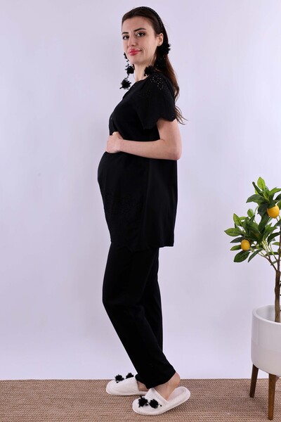 ByLohusa Effortt Black Scalloped Maternity Pyjama Set